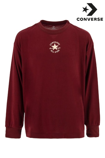 Converse Burgundy Red Logo Long Sleeve T-Shirt (T60176) | £22