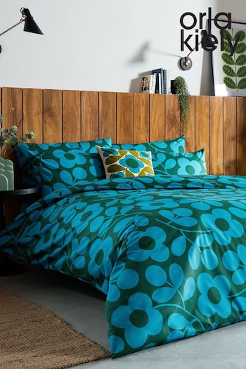 Orla Kiely Jewel Blue Stem Sprig Duvet Cover and Pillowcase Set (T60354) | £55 - £100
