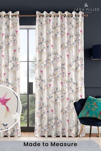 Sara Miller Oyster Hummingbird Made to Measure Curtains (T60367) | £91