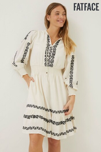 FatFace Natural Devin Embroidered Dress (T60373) | £79