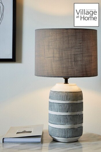 Village At Home Grey Millie Textured Ceramic Table Lamp (T60377) | £85