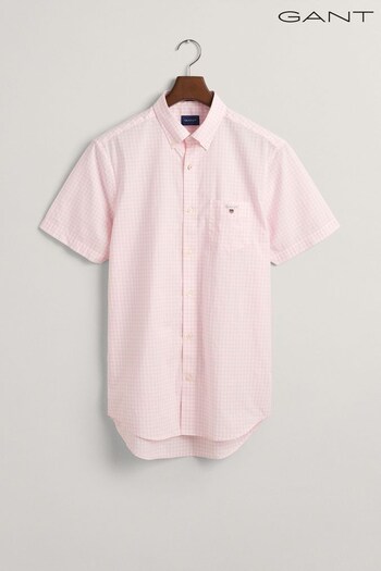 GANT Pink Regular Fit Gingham Short Sleeve Shirt (T60519) | £85