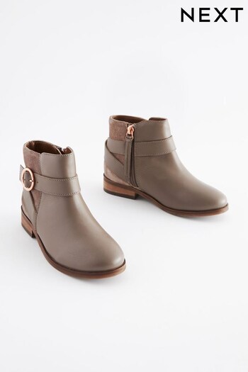 Neutral Brown Wide Fit (G) Leather Ankle Boots (T60527) | £40 - £47