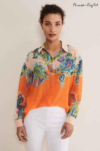 Phase Eight Orange Paisley Placement Shirt (T60568) | £85