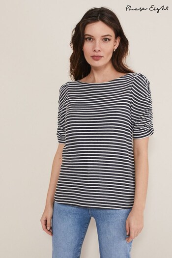 Phase Eight Blue Karla Striped Top (T60575) | £45