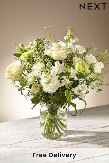 White Fresh Flower Bouquet in Vase (T60599) | £35