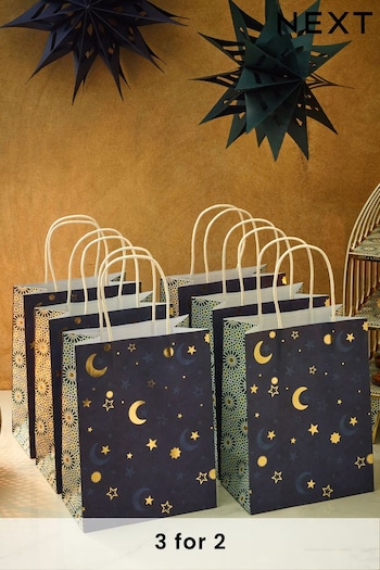 Set of 6 Navy Eid Gift Bags (T60895) | £5