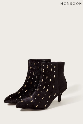 Monsoon Stud Ankle Black Boots (T60898) | £85