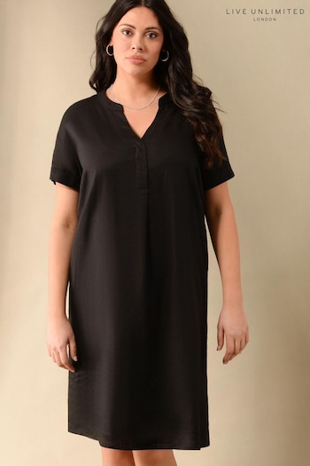 Live Unlimited Black Curve Linen Dress (T60932) | £89