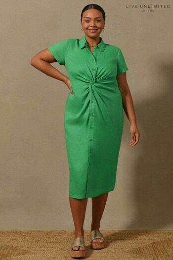 Live Unlimited Green Curve Knot Dress (T60933) | £99