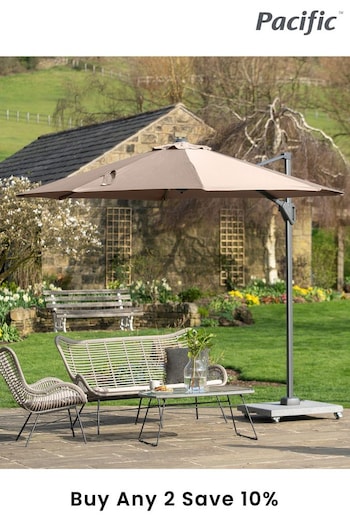 Pacific Brown Garden Voyager T1 3m Round Taupe Parasol (T61444) | £295