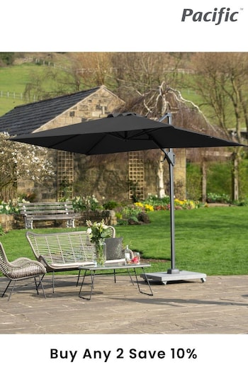 Pacific Grey Garden Voyager T1 3 x 2m Oblong Anthracite Parasol (T61446) | £295
