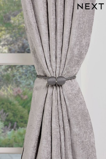 Charcoal Grey Set of 2 Magnetic Curtain Tie Backs (T61646) | £14