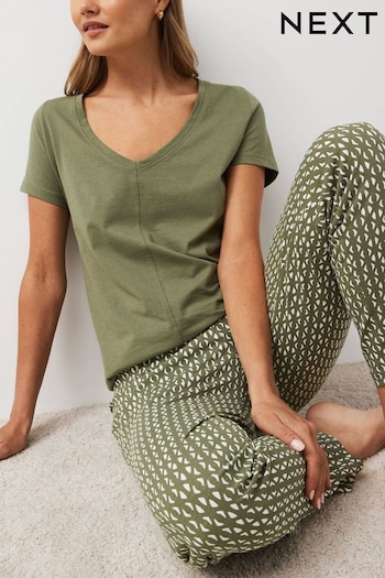 Khaki Cotton Short Sleeve Pyjamas (T61698) | £17