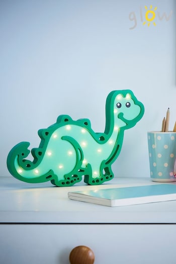 glow Green Wooden Dinosour Table Light (T61715) | £14