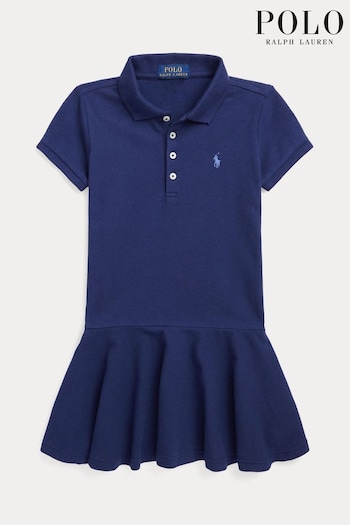 Polo Pique Ralph Lauren Girls Navy Blue Polo Pique Dress (T61772) | £79 - £89