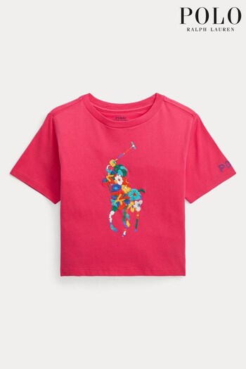 Polo Ralph Lauren Pink Exotic Floral Pony Player T-Shirt (T61804) | £49 - £55