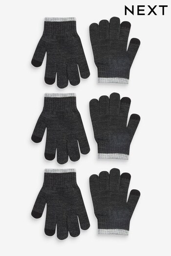 Charcoal Grey Magic Finger Gloves 3 Pack (3-16yrs) (T62046) | £6 - £8