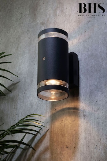 BHS Black Lens 2 Outdoor Wall Light With Photocell Sensor (T62540) | £40