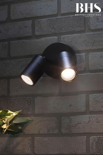 BHS Black Leto Twin GU10 Outdoor Wall Light (T62542) | £30