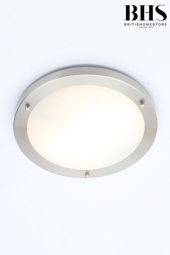 BHS Silver Delphi Large Flush Bathroom Ceiling Light (T62559) | £40