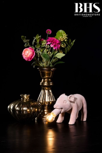 BHS Pink Hilda Flocked Pig Table Lamp (T62870) | £45