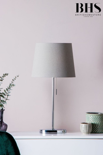 BHS Chrome Bryant Oval Table Lamp (T62874) | £45