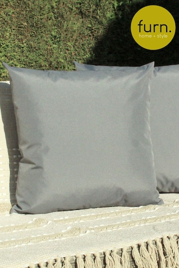 furn. Grey Plain Twin Pack Water UV Resistant Outdoor Cushions (T63236) | £23