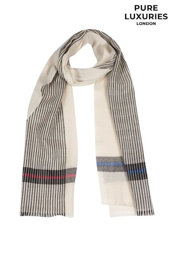 Pure Luxuries London White Pixel Cashmere & Merino Wool Scarf (T63288) | £69