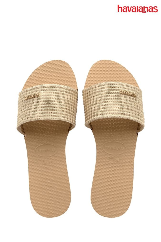 Ladies gold havaianas flip on sale flops