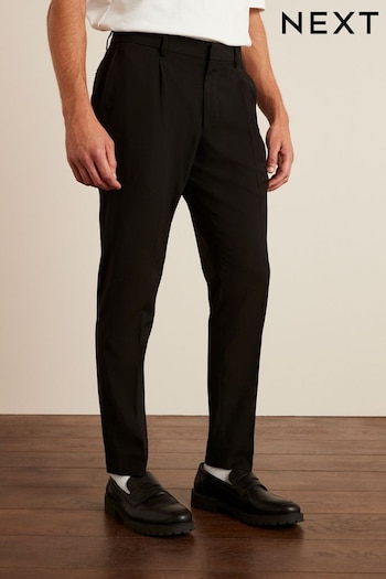 Black Fashion Pleat Stretch Smart Trousers (T63508) | £24