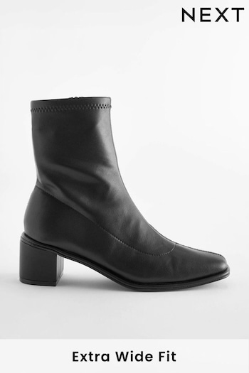 Black PU Extra Wide Fit Forever Comfort® Sock Ankle Boots (T63581) | £45