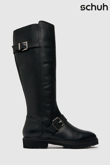 Schuh Darla Black Leather Rider Boots (T63718) | £100