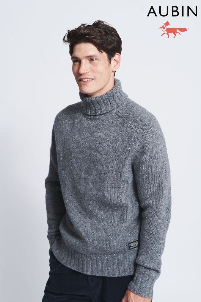 Grey roll neck jumper mens shop