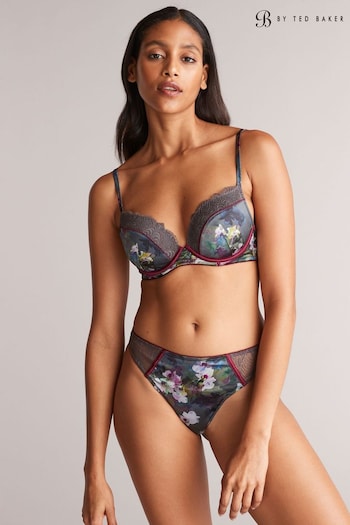 B by Ted Baker Charcoal Grey Floral Plunge Bra (T64047) | £29