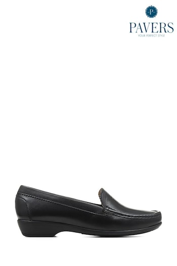 Pavers Lightweight Leather Slip-On Black Shoes (T64252) | £45