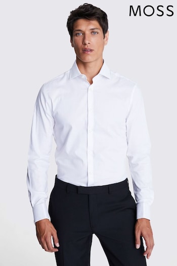 MOSS Slim Fit White London Dobby Stretch Shirt (T64274) | £40