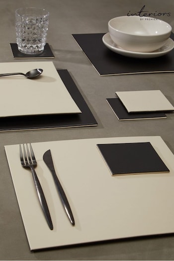 Interiors by Premier Black Geome Reverse Set of 4 Placemats and Coasters (T65039) | £26