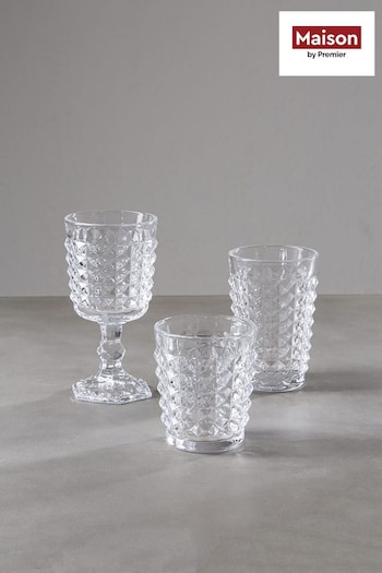 Maison by Premier Clear Martini Glasses Pyramid Wine Goblets Clear Glass Set of 4 (T65050) | £30