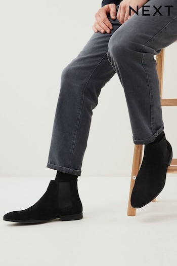 Black Suede Chelsea Boots New (T65155) | £52