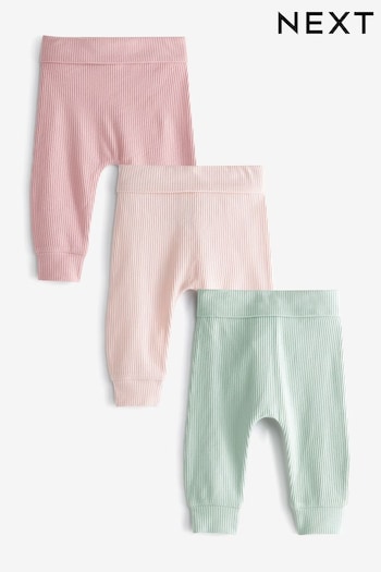 Pink/Mint Green Baby Leggings Pants 3 Pack (T65253) | £13 - £15