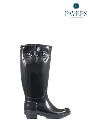 Pavers Ladies Patent Fleece Lined Wellies (T65321) | £30