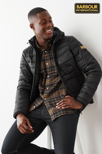 Barbour® International Racer Ouston Quilted Hooded Jacket (T65665) | £199