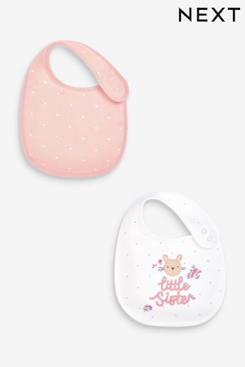 White/Pink Little Sister Baby Bibs 2 Pack (T65881) | £6.50