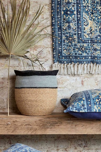 French Connection Blue Colourblock Seagrass Basket (T65956) | £42