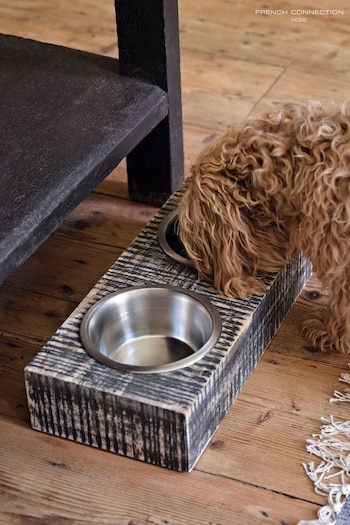 French Connection Black Textured Duo Dog Bowl (T65962) | £40