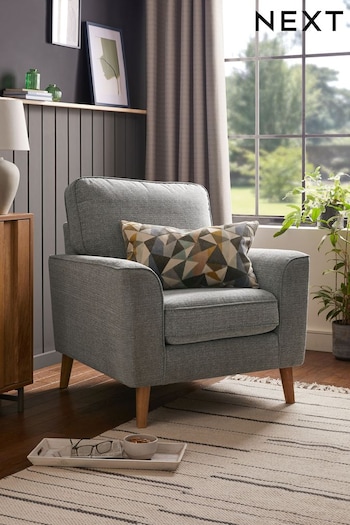 Tweedy Plain Mid Grey, Oak Effect Leg Stamford Accent Chair (T66390) | £375