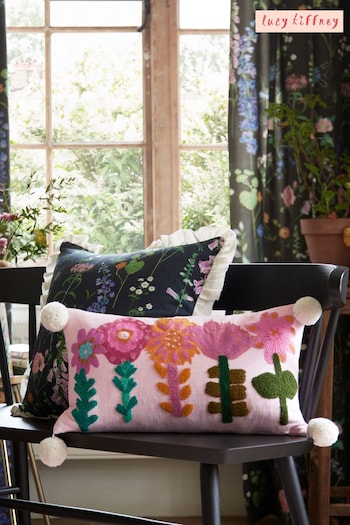 Lucy Tiffney Pink Tufted Floral Cushion (T66447) | £22