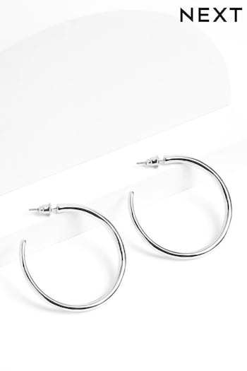 Silver Tone Taper Hoop Earrings (T66554) | £7