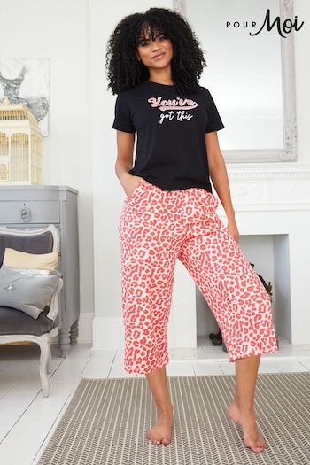 Pour Moi Red You've Got This Cotton Jersey Cropped  Pyjamas Set (T66913) | £26